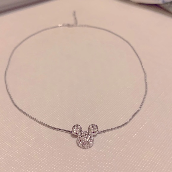 Disney Jewelry - Disney Mickey Mouse Silver rhinestone 18 inch necklace